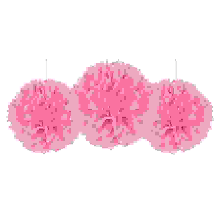 Amscan 180253.109 Pink Fluffy Tissue Balls - 3 pieces